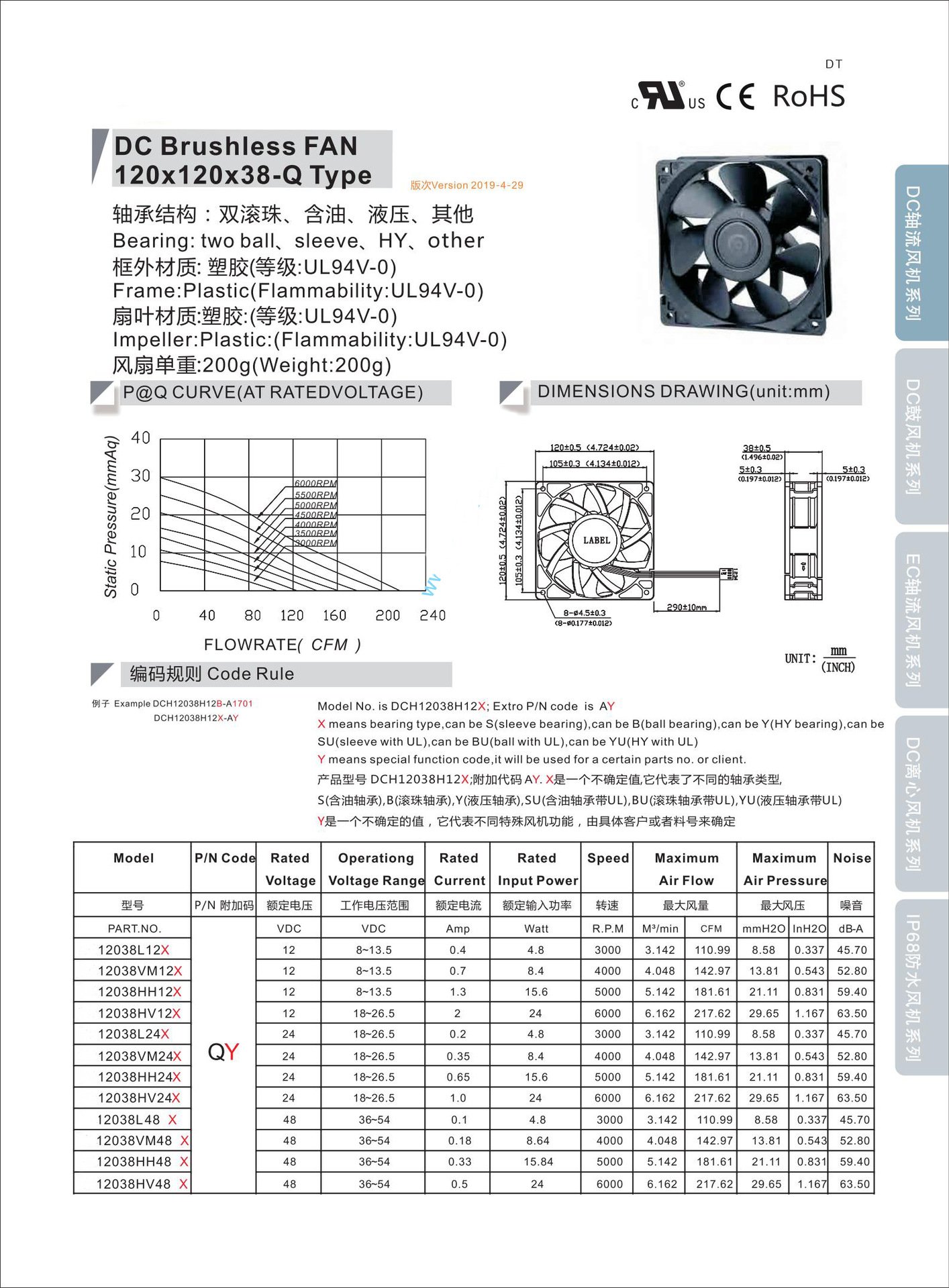 12038 cooling fan DC TypeQ