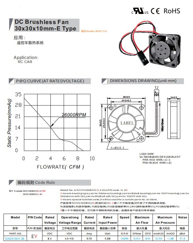 RC Car 3010 cooling fan