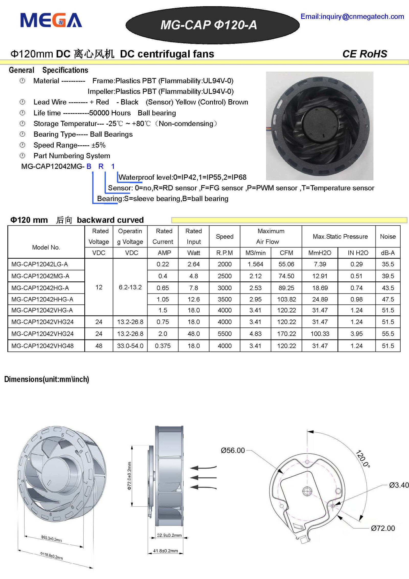 MG-12042 centrifugal fan