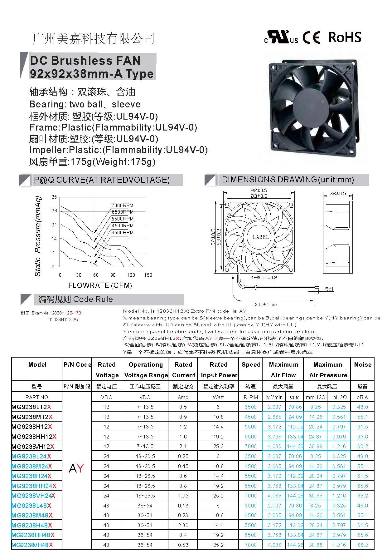 DC9238 brushless fan