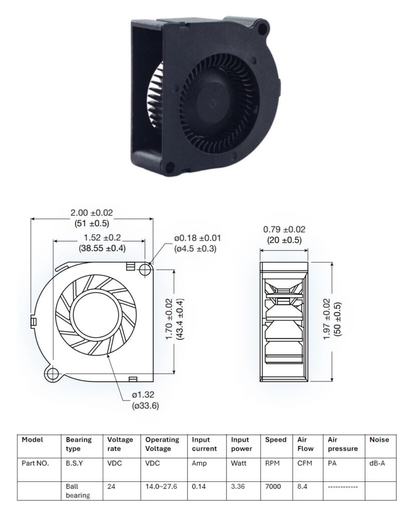 Mega 5020 Blower for 3D printer – MEGA Tech- High Performance Fan and Cooling Solutions Expert Mega 5020 Blower for 3D printer